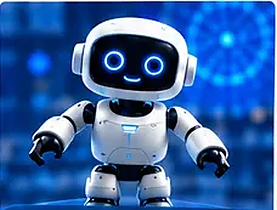 A friendly animated robot character